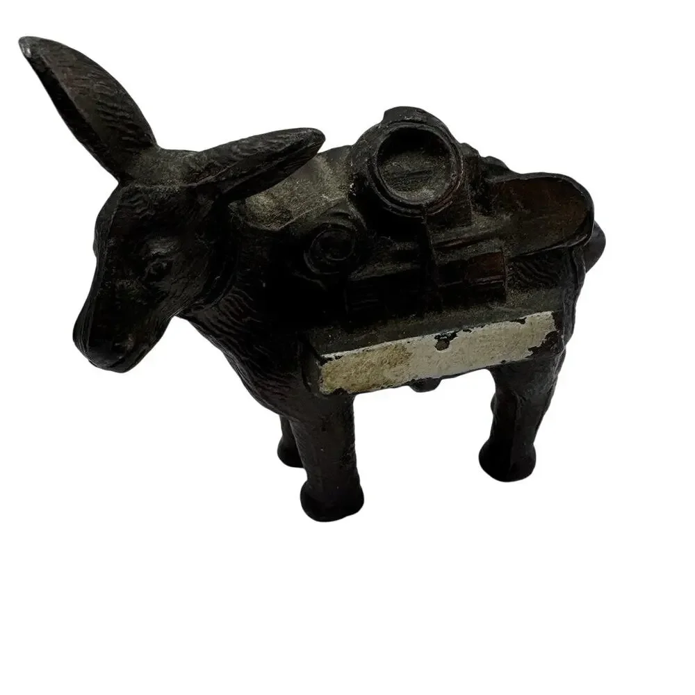 Vintage Cast Metal Figurine Lot Stagecoach Donkey Ox Fish Bookend Dog Plaque 7pc - Picture 2 of 7